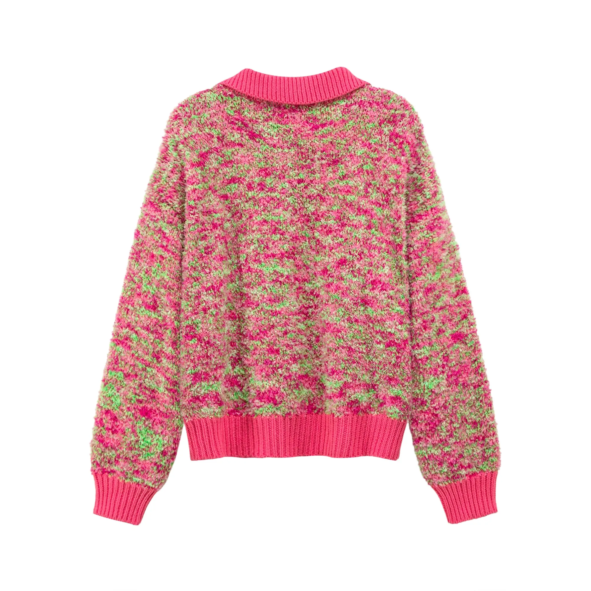 Stuck With Me Printed Button Collar Knit Sweater