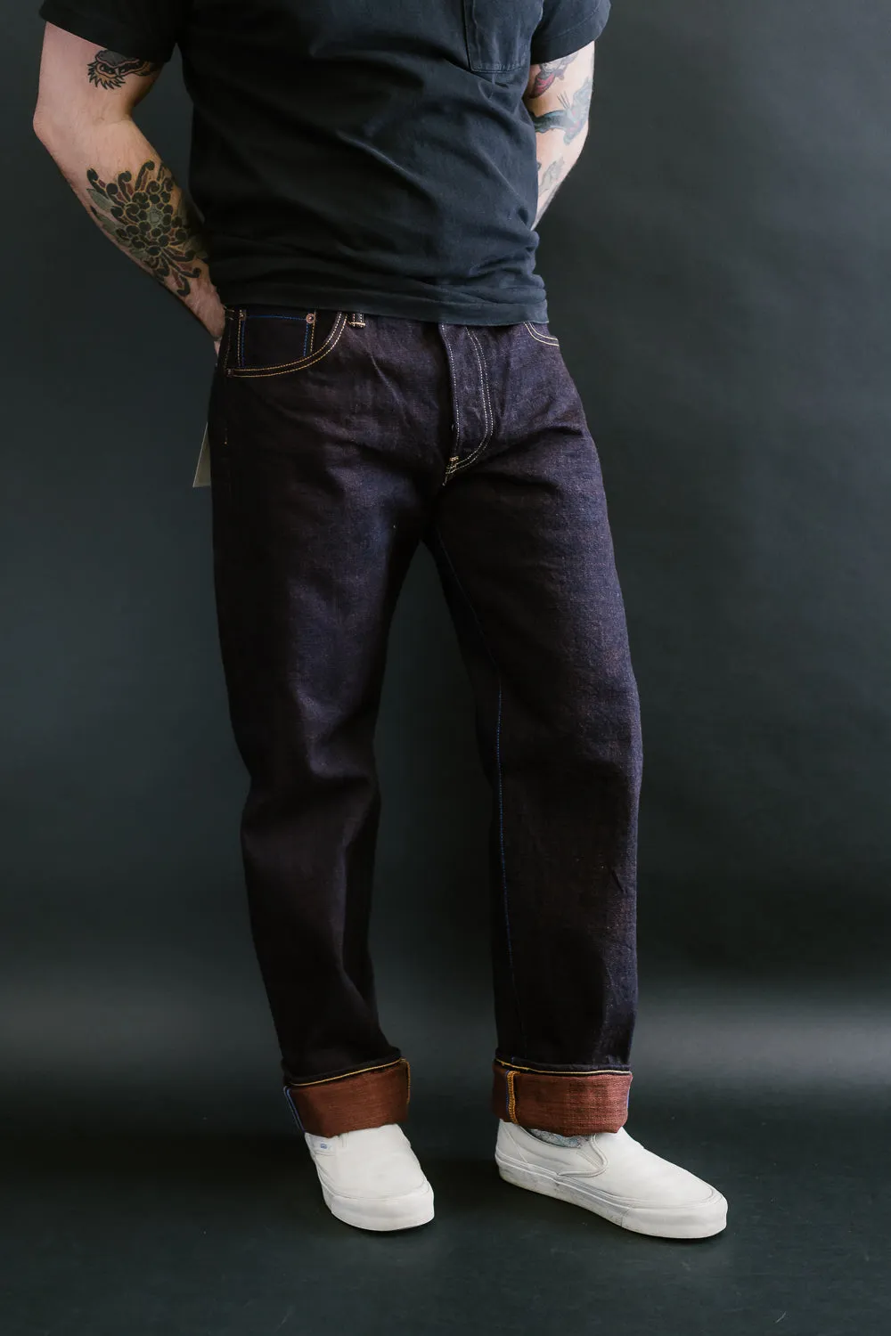 TNK101KH - 14.5oz "KAKISHIBU" Selvedge Regular Straight - Indigo x Kakishibu OW