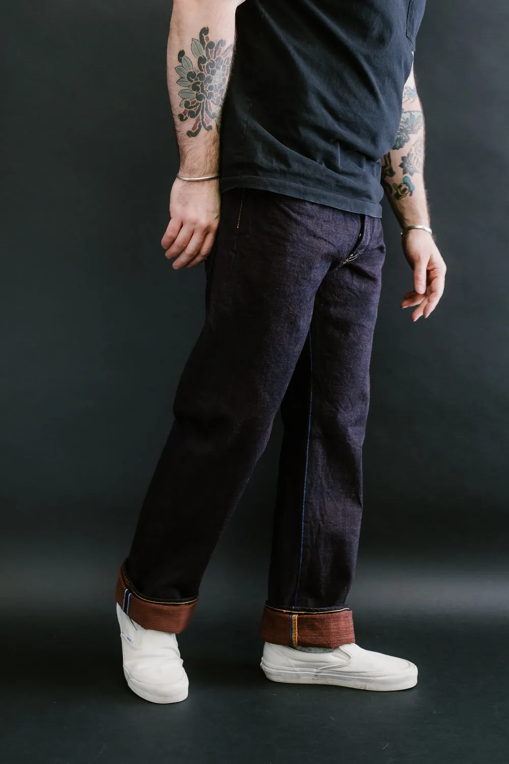 TNK101KH - 14.5oz "KAKISHIBU" Selvedge Regular Straight - Indigo x Kakishibu OW