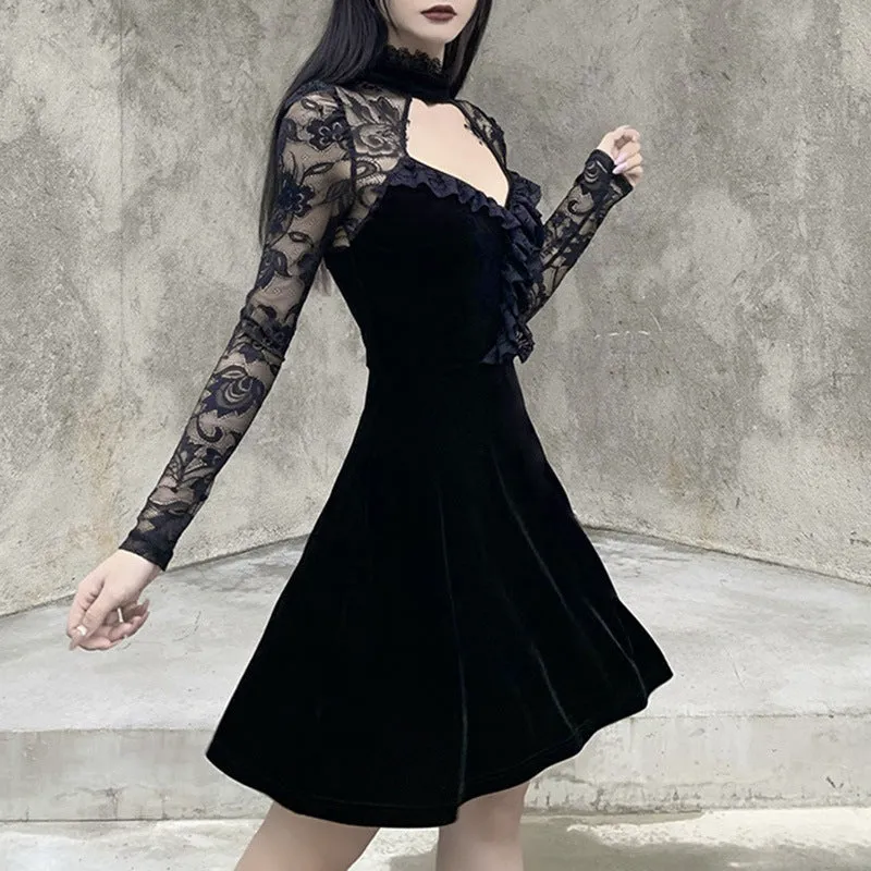 VenusFox Goth Dark Victorian Dress Corset T-shirts Bandage Black Punk Women Crop Tops Short Sleeve V-neck Sexy Lolita Bustier Blouse