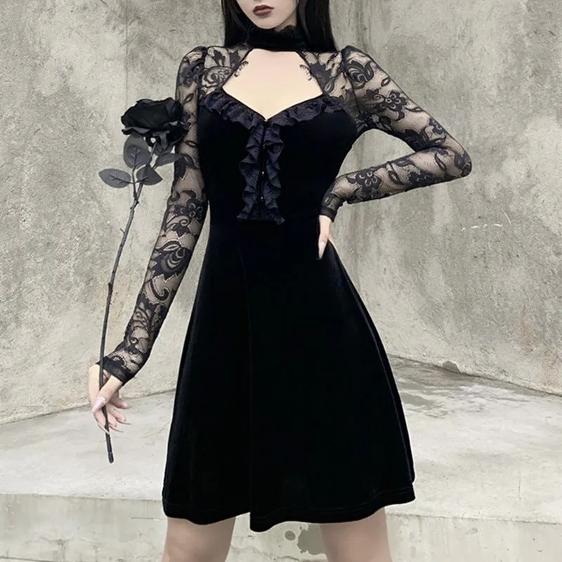 VenusFox Goth Dark Victorian Dress Corset T-shirts Bandage Black Punk Women Crop Tops Short Sleeve V-neck Sexy Lolita Bustier Blouse