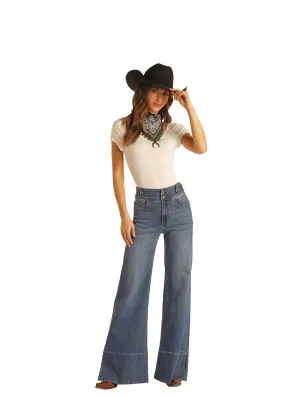 Women's Rock & Roll Palazzo Snap Flare Jeans